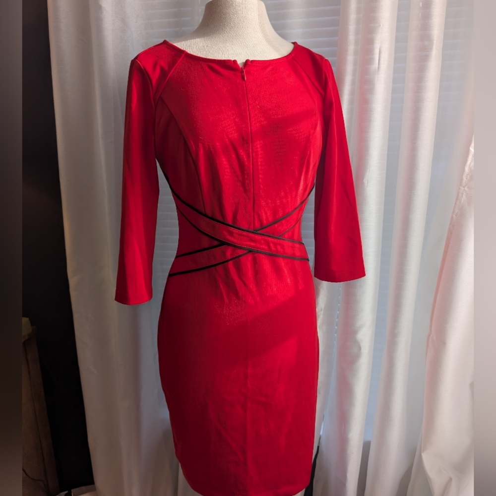 Elegant Red Dress with Black Accents